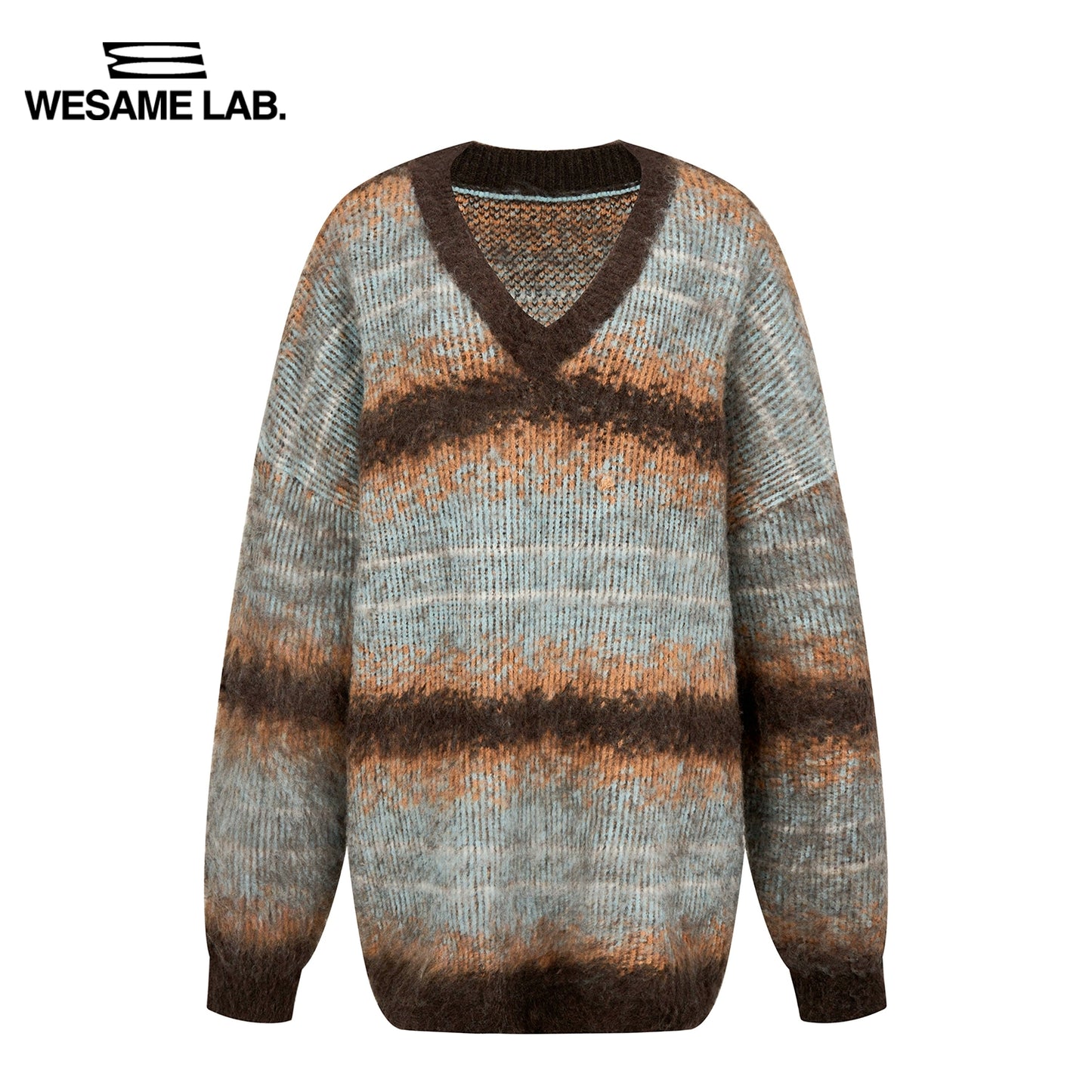 Gradiente di contrasto del collo rotondo maglione oversize pigro