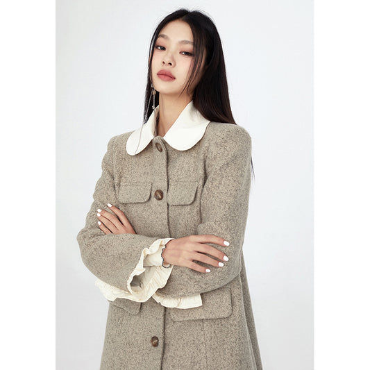 Doll Neck Woolen Coat