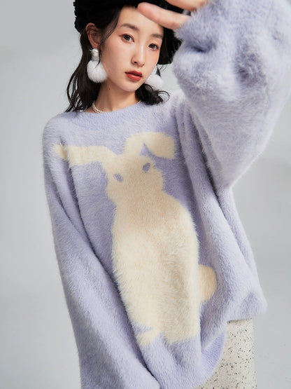 Milk Rabbit Mink Fur Pullover