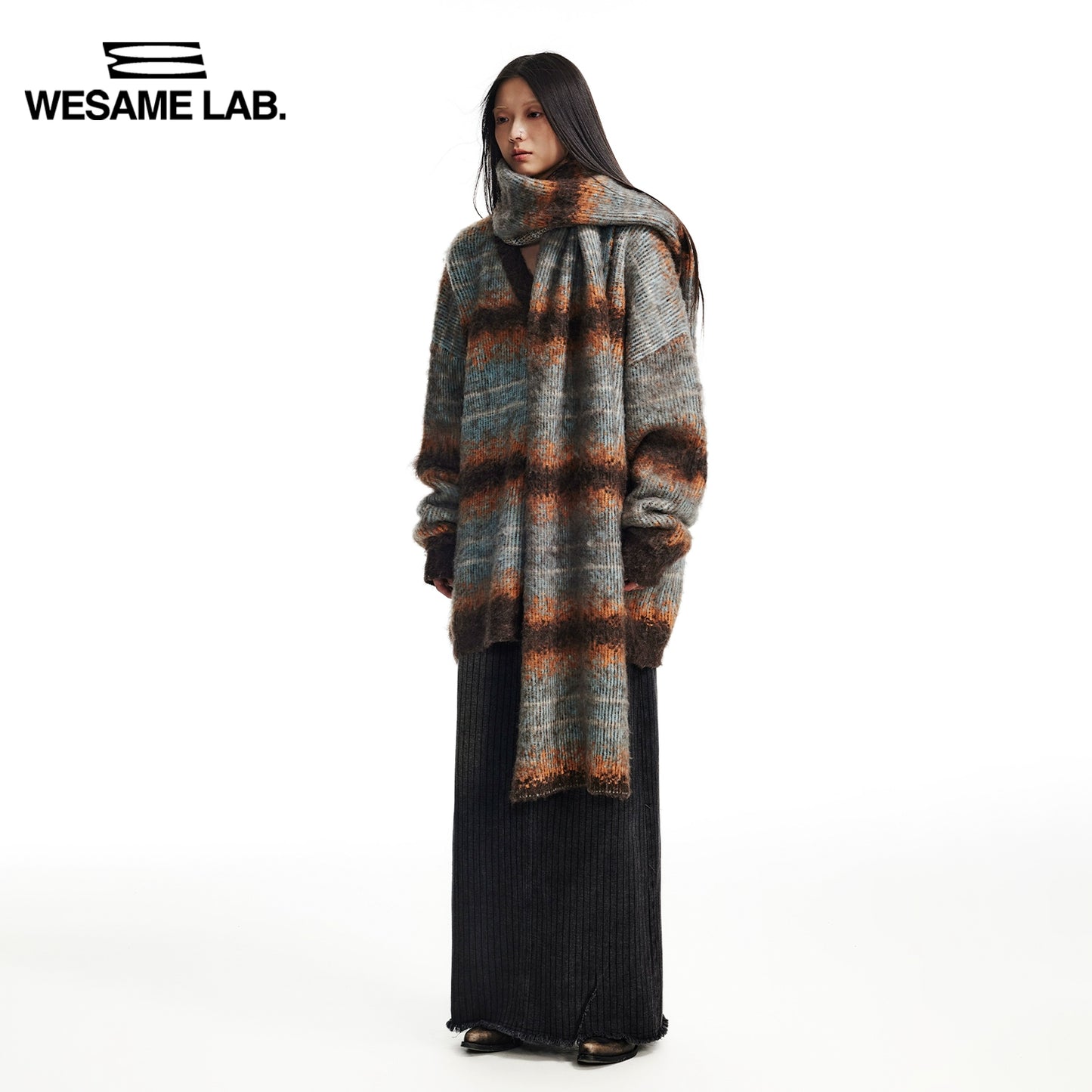 Fashion de otoño/invierno original de gradiente versátil rayas de contraste suave y delicada bufanda larga