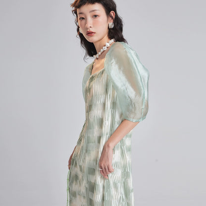 Jasmine Matcha Organza Dress