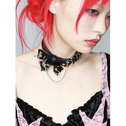 Thorn Butterfly Punk Collar Chocker Black