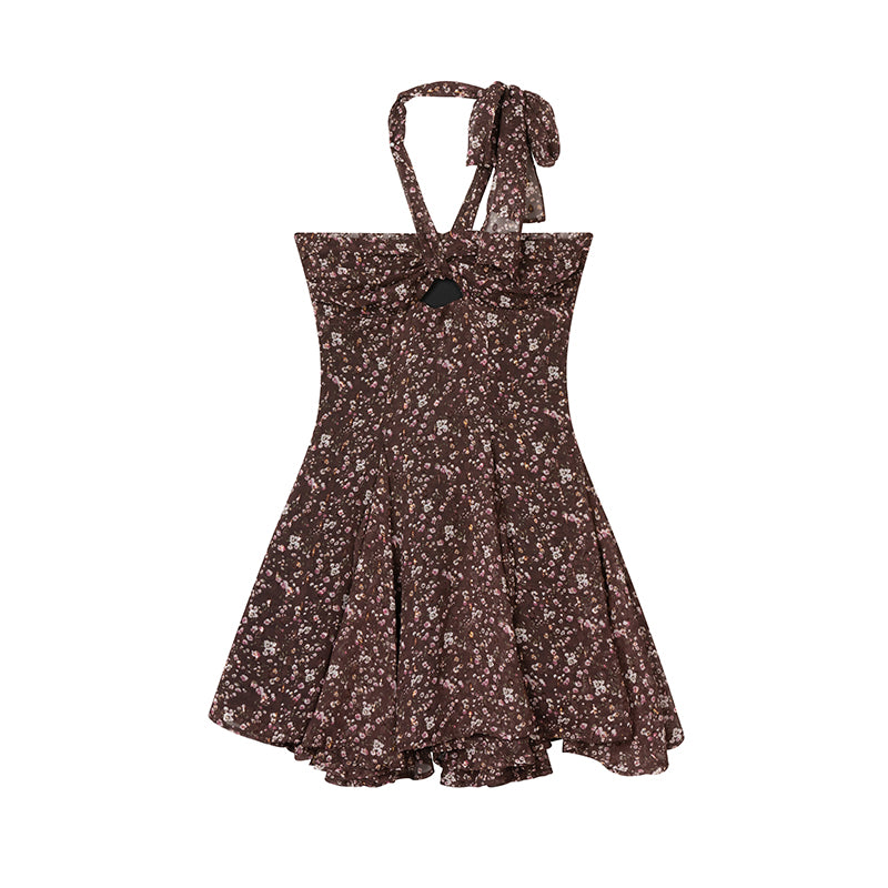 Coffee Flower Hem Dress