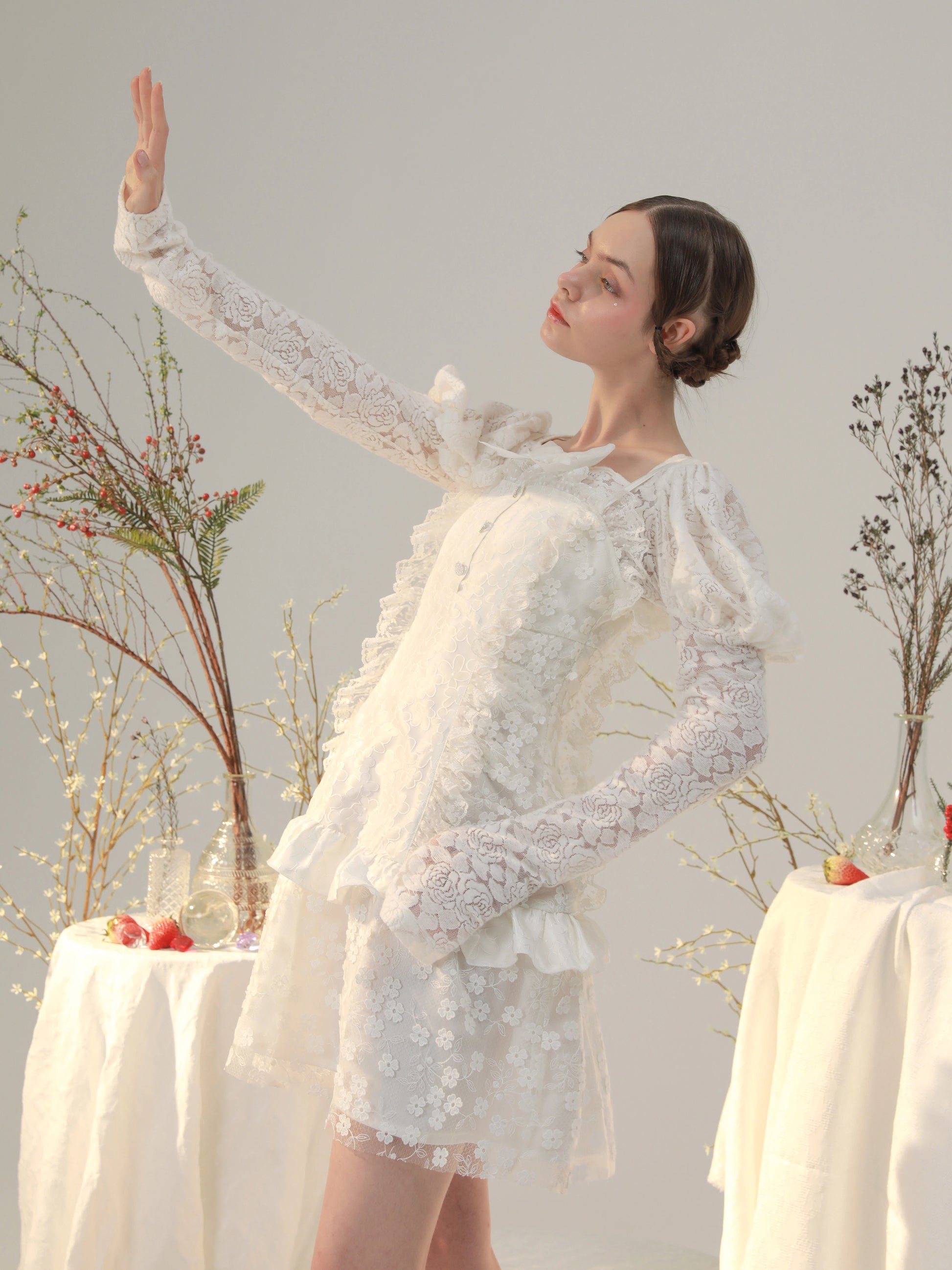 EDEN FAIRY White Jaker Dace Mini Dress -Elegant items made of elegant materials Serendute EDEN FAIRY White Jaker Dace Mini Dress -Elegant items made of elegant materials Serendute