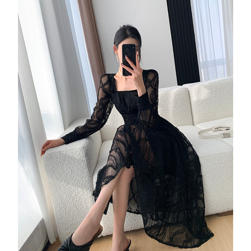 Black Dress 2023 Autumn Lace Skirt