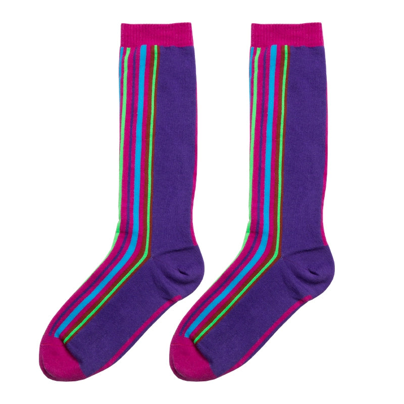 Spring/Summer Colorful Stripe Cotton Mid-Tube Socks