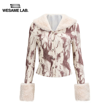 Premio a principios de otoño Alta elasticidad Pleated Textura Fur Collar Fit y Camisa de fondo cálido para mujeres para mujeres