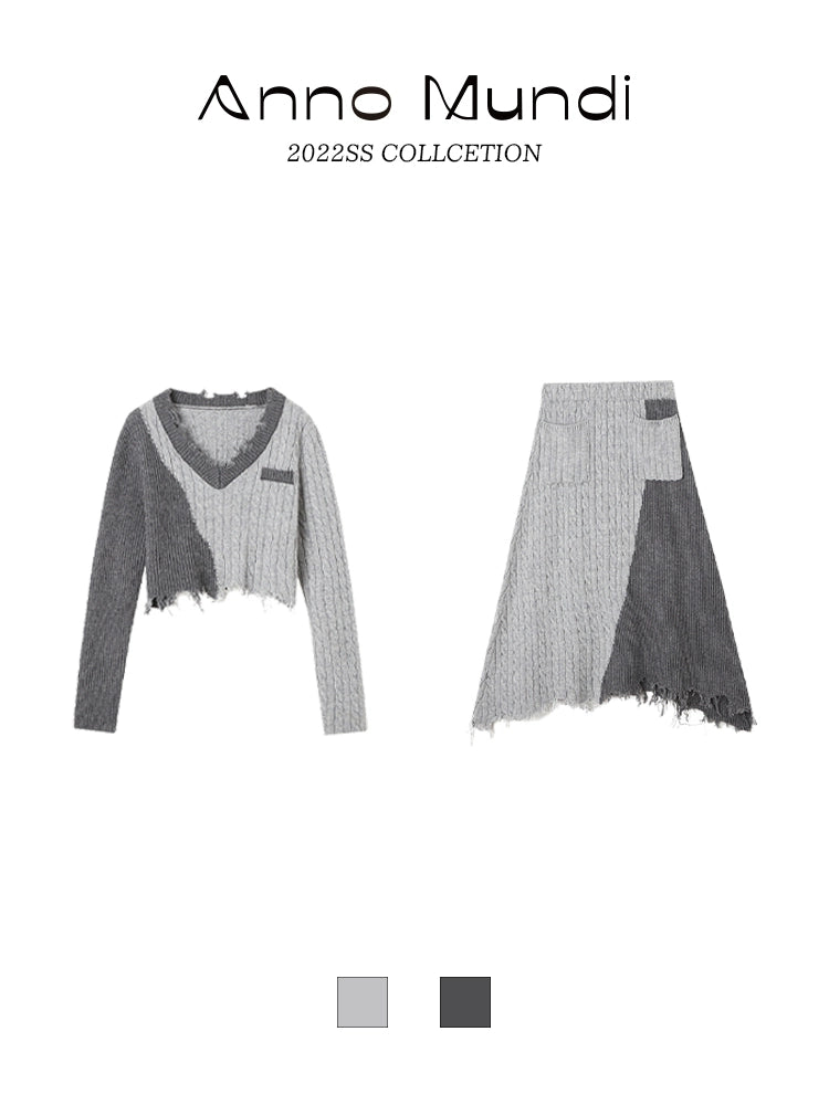 Twisted Weaving Contrast Sweater