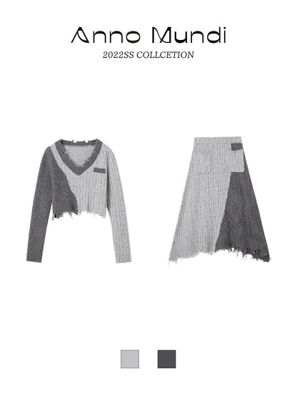 Twisted Weaving Contrast Sweater