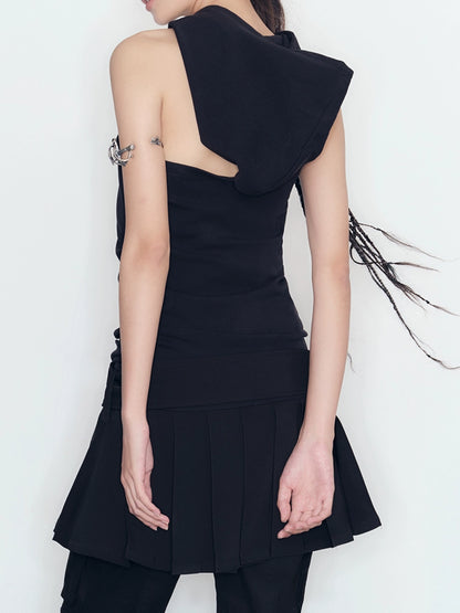 Rebel Demon Pleated Hooded Dress