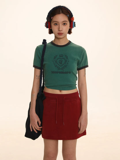 Contrast Round Neck Short T-shirt