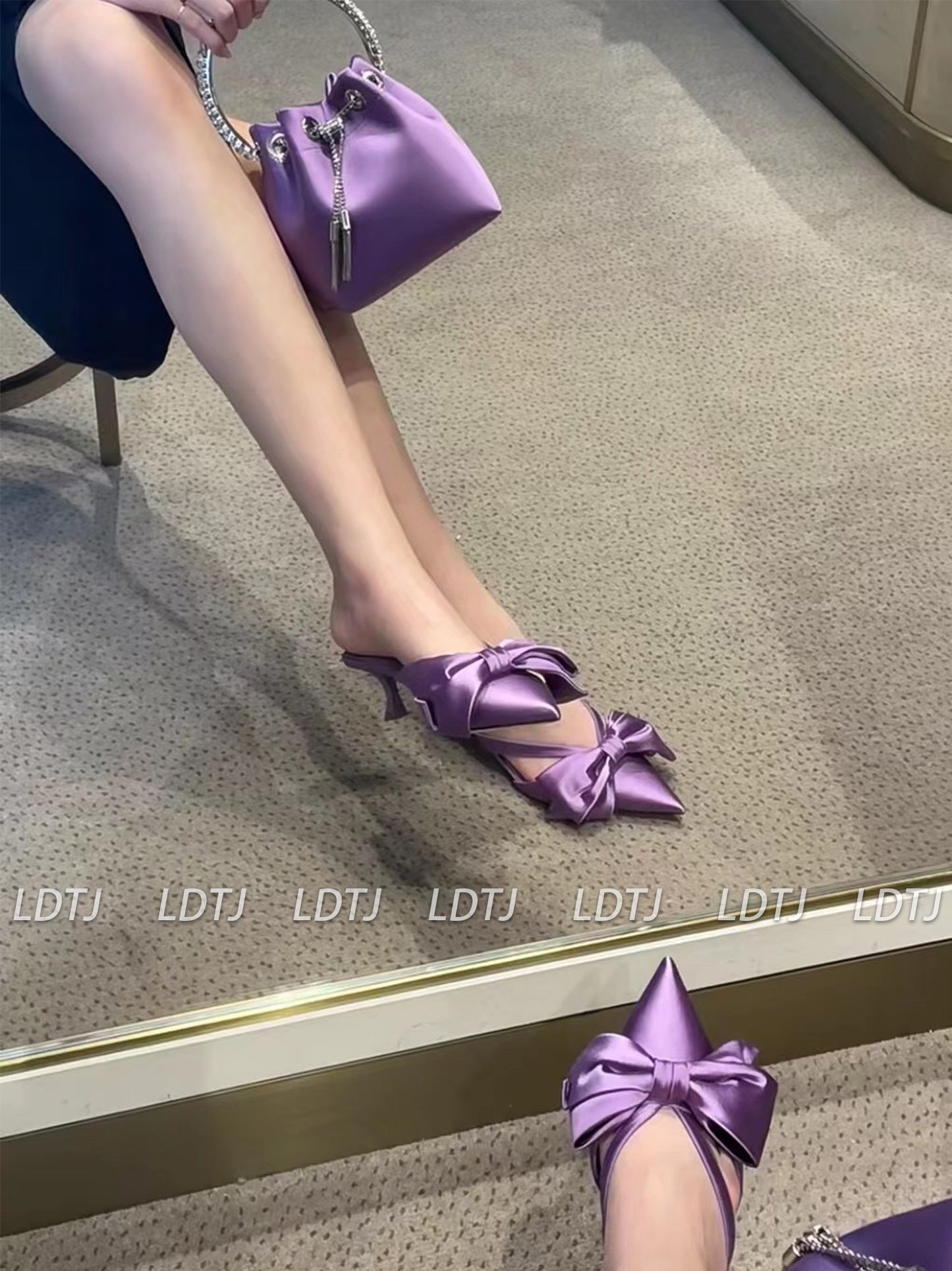 Purple Satin Butterfly Heels