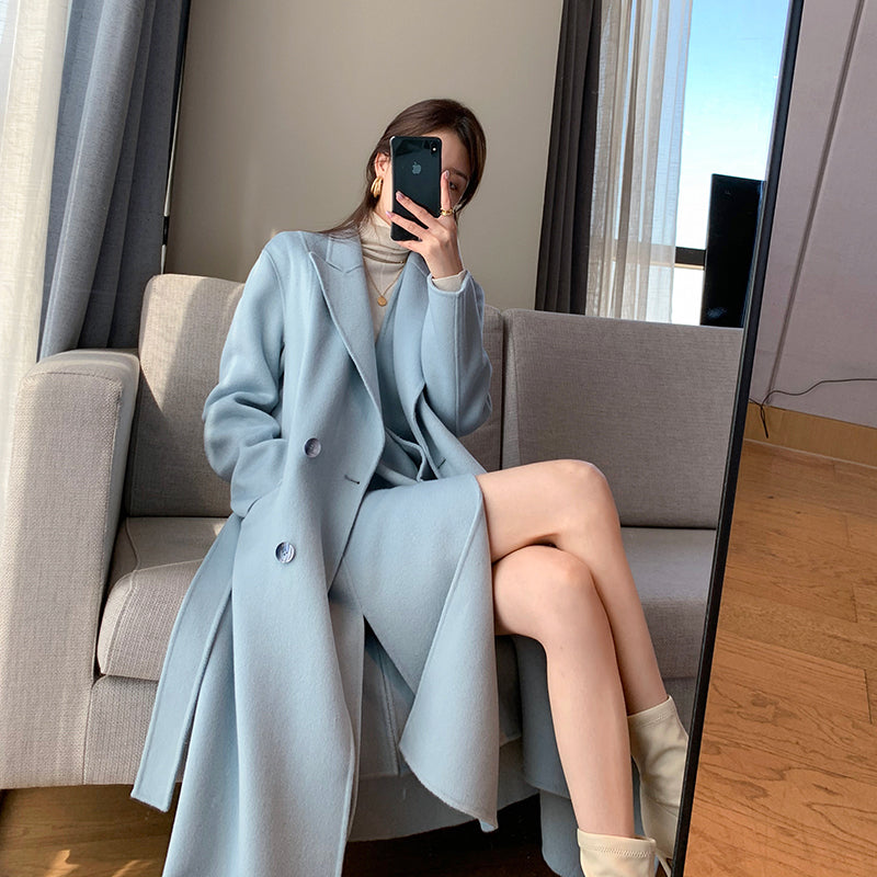 Double-Breasted Wool Coat Set