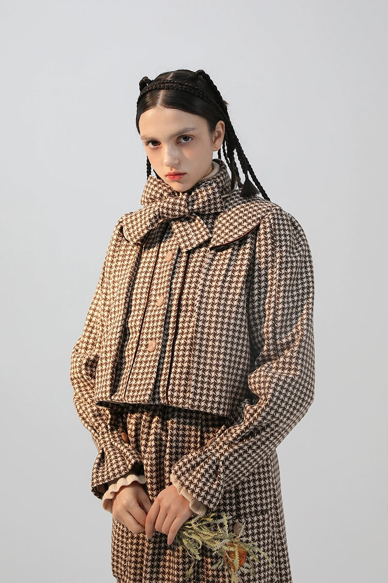 Caramel Woolen Set - Wool Cloak & Half Skirt