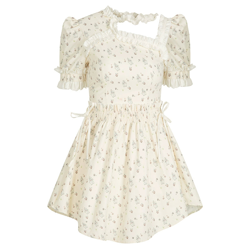 Rabbit Design Bubble Sleeve Dress