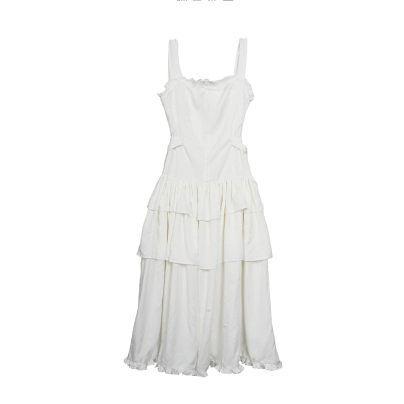 Swan Elegance - Silk Cake Sleeveless Dress