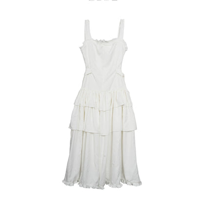 Swan Elegance - Silk Cake Sleeveless Dress