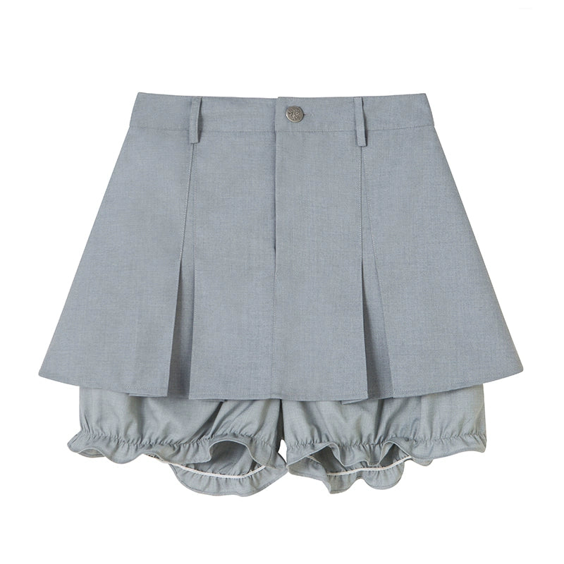 Pleated Skirt Pants - High Waist A-line