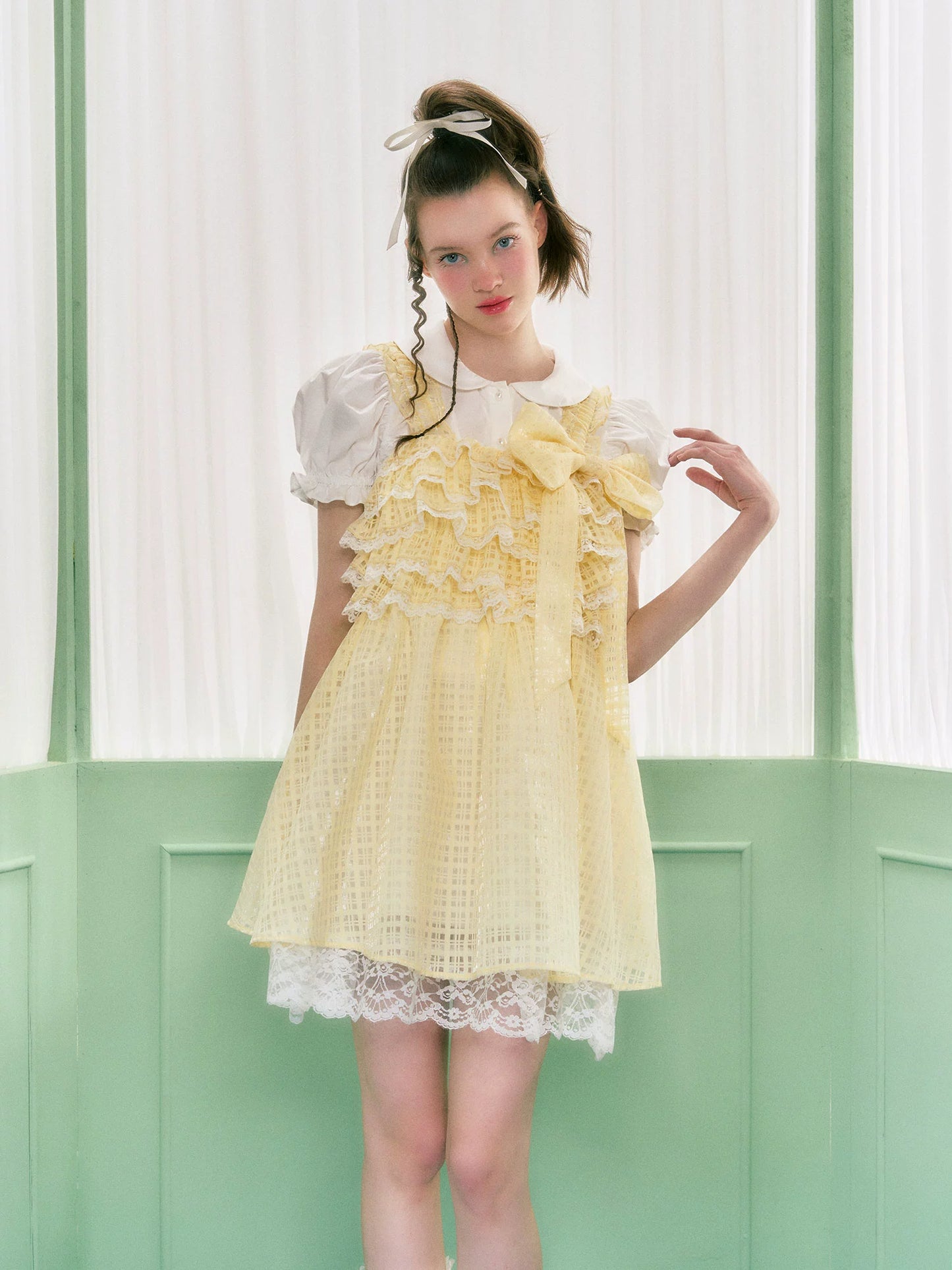 Yellow Plaid Doll Skirt