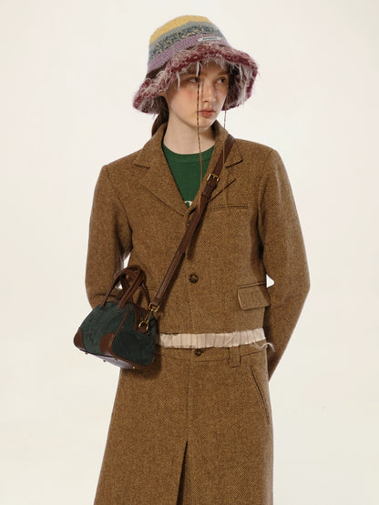 Coffee Color Double Waist Skirt