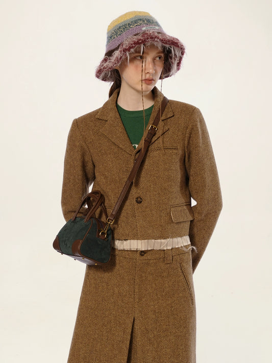Coffee Color Double Waist Skirt