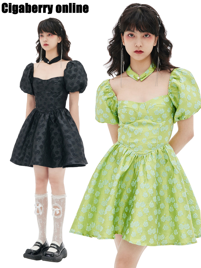 Cheongsam Collar Green Dress