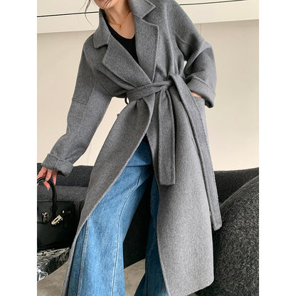 Elegant Grey Wool Coat - Winter