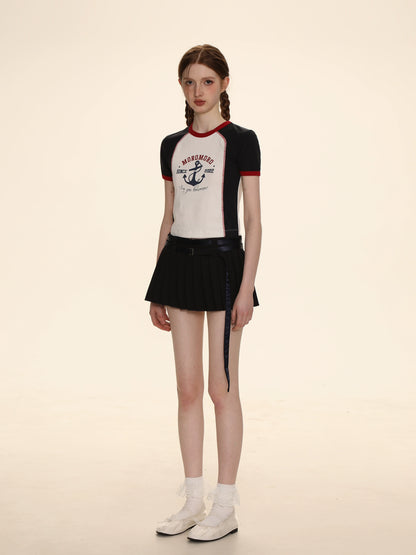 Lace Pleated Short A-Line Skirt