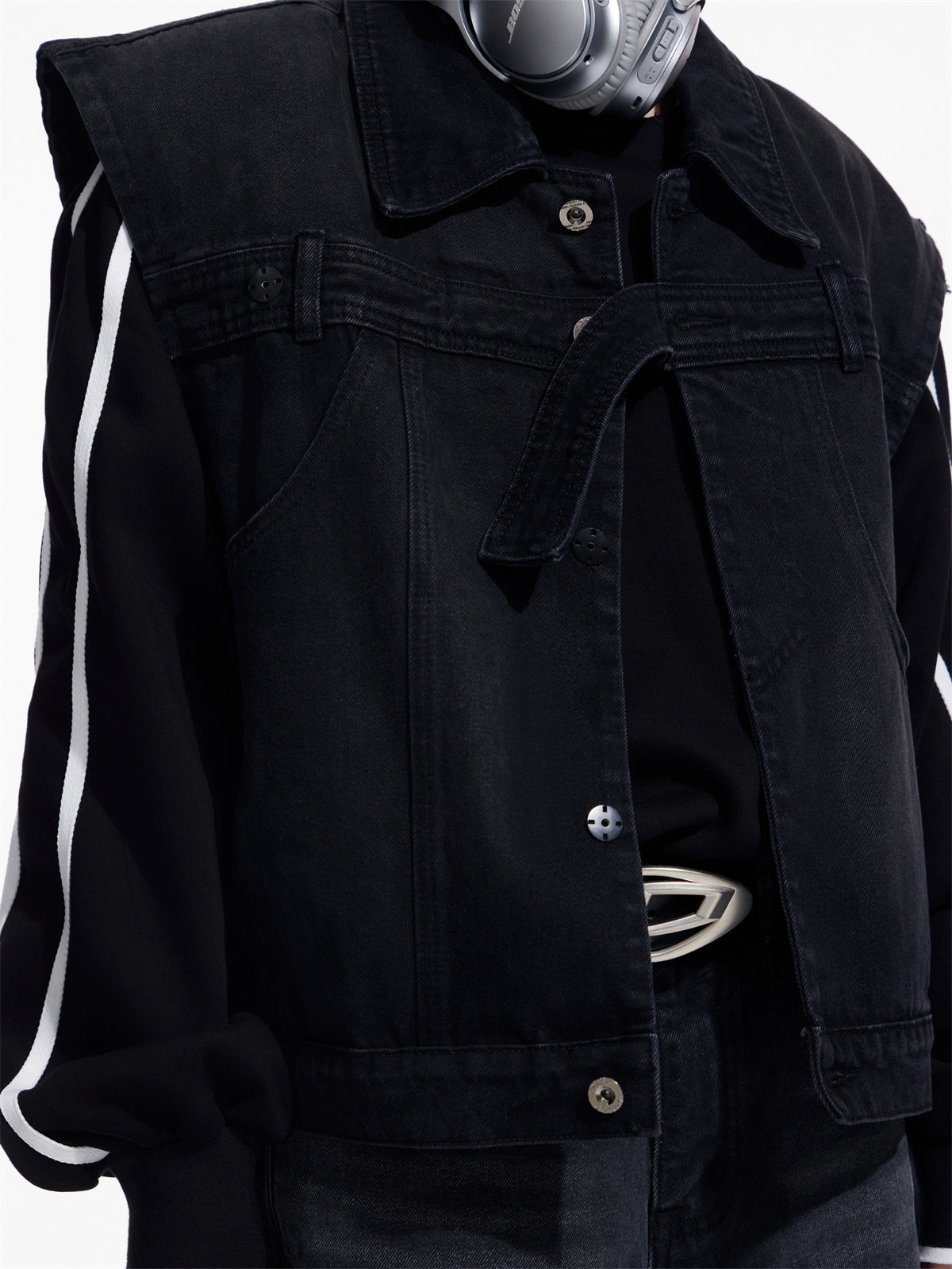 High-end Shoulder Pad - Sleeveless Denim Jacket