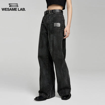 Black Washed High Waist Wide Leg Jeans