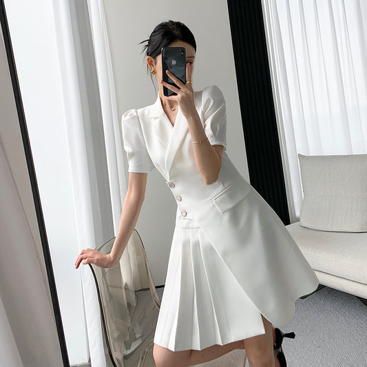 Goddess Style White Suit Dress