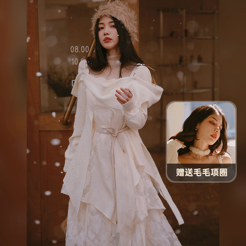 Haoyue White French Dress