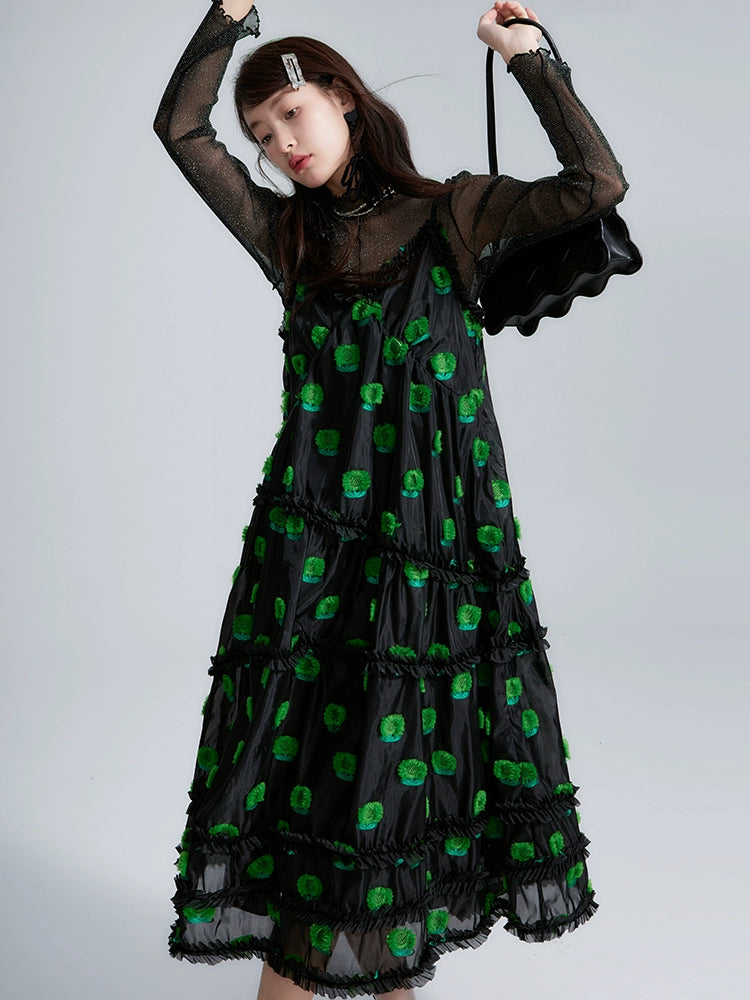 Green Sunflower Lace Dress