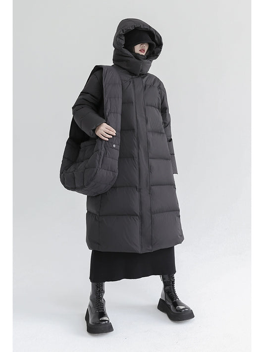 Hooded Mid-Length Down Jacket