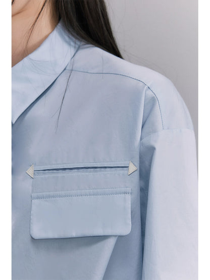 Short Blue Trawstring - Shirt Polo Neck