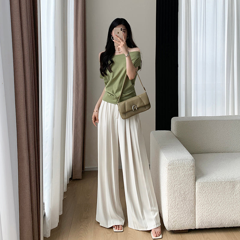 Green One-Shoulder Knit Top