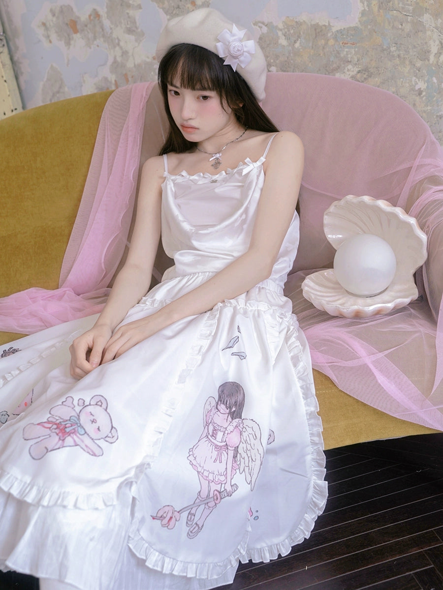 Angel Love - High waist Floral Print Corduroy Midi A-Line Skirt | YesStyle