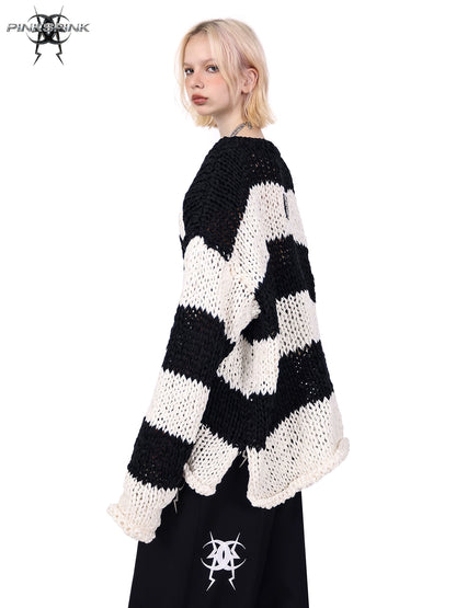 B&W Stripe Shoulder Sweater