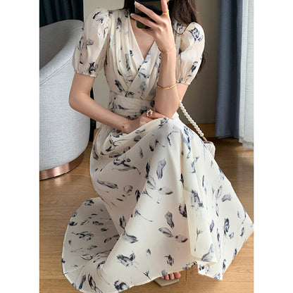 Flower Waist Tie Long Dress