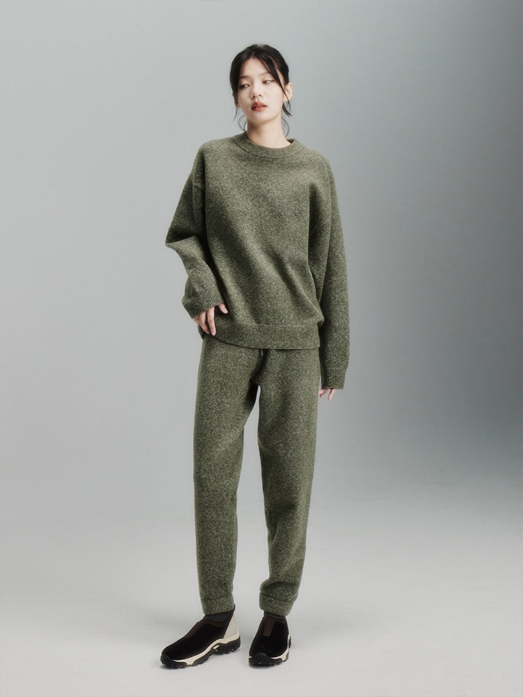 Green Wool Knit Pants