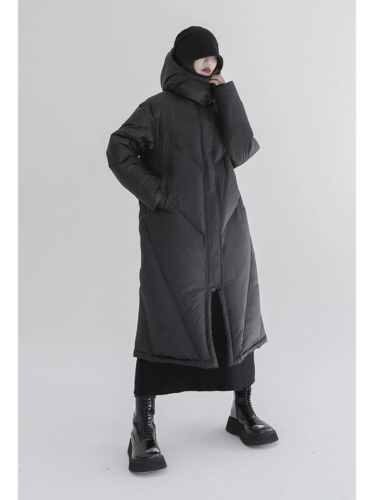 V-Shaped Quilted Down Coat