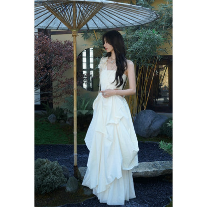 BEIGE White Flower Fairy Dress