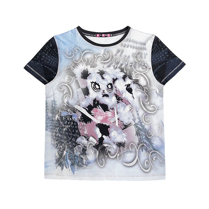 Abandoned Bunny Print Short Sleeve T-shirt