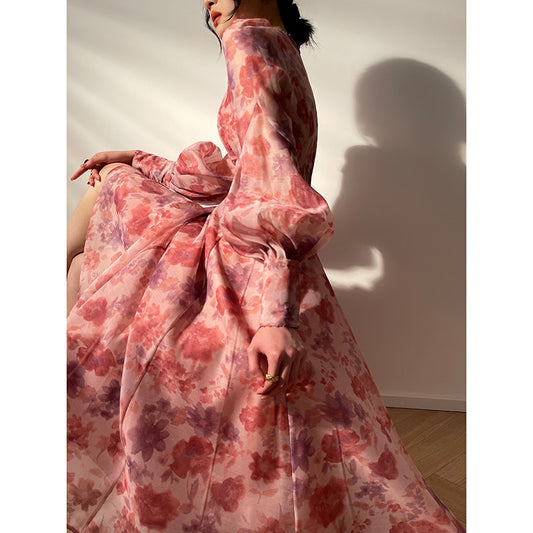 Romantic French Print Dress