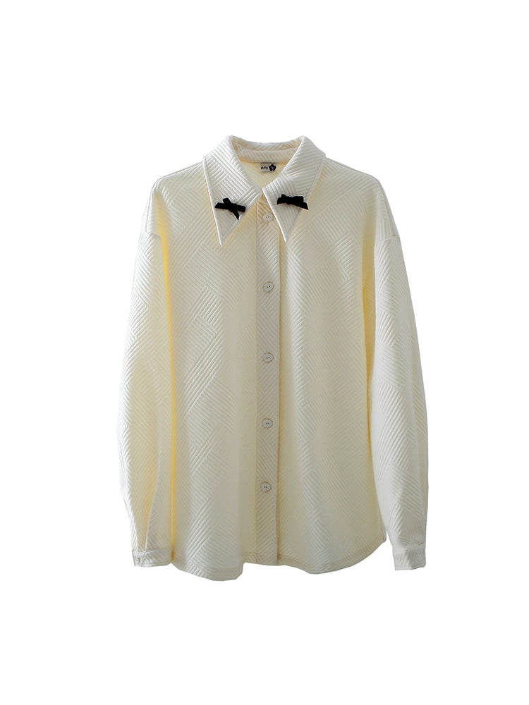 original niche design trendy intellectual color contrast bow early autumn texture shirt