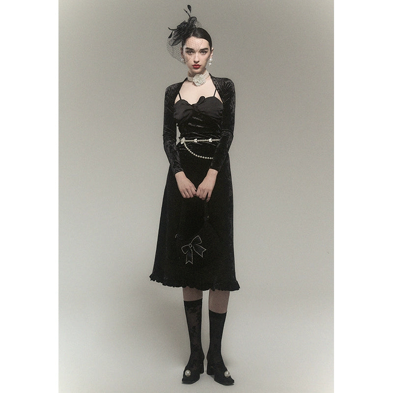 Robe de châle en velours noir