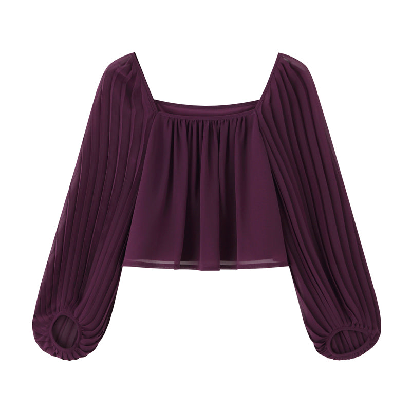 Pleated Balloon Sleeve Top