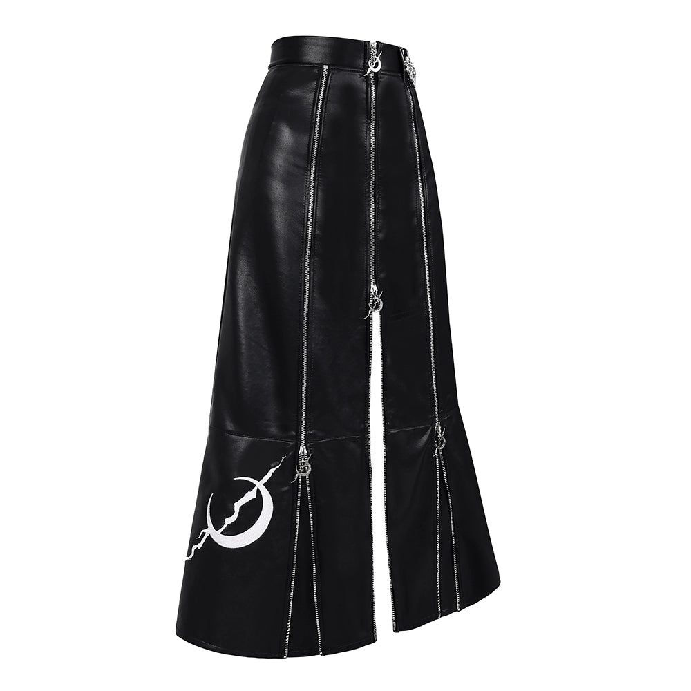 Electric Moon A-line PU Leather Skirt