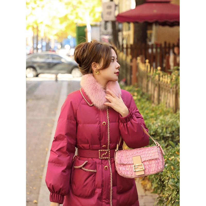 Rose Newspaper Ribbon Down Coat Set