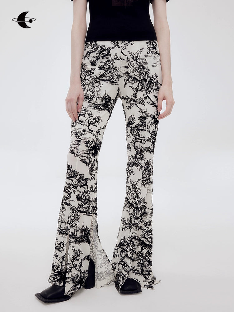 Retro Floral Flare Pants